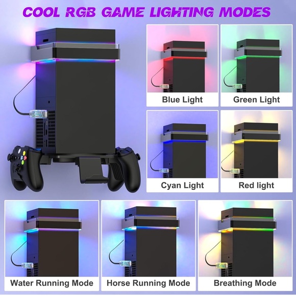 Wall Mount for Xbox Series X/S-Wall Mount Kit with 2 Controller Holder - Picture 4 of 8